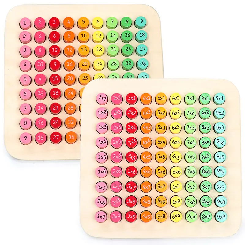 Montessori-Juego de matemáticas de madera para niños, juguete educativo de matemáticas con tablas de multiplicación de arcoíris