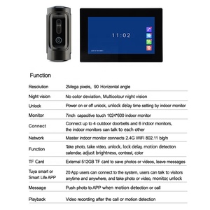 Tuya Smart 1080p Video citofono campanello impermeabile in metallo visive citofono schermo da 7 pollici con controllo di accesso alle chiamate - Product Image 5