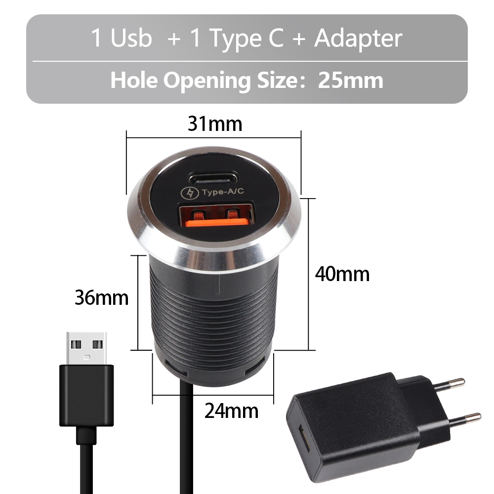 Noir avec fil et adaptateur USB
