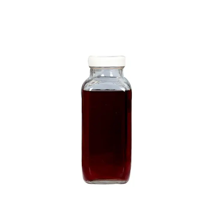 Hot Sale 180 Ml 250 Ml 300 Ml 350 Ml 500 Ml French Octagonal Square Glass Juice /milk Bottle With Screw Lids