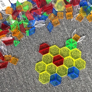 Bloques translúcidos coloridos con formas geométricas, juguetes para aprender desde casa, 180 piezas - Product Image 2