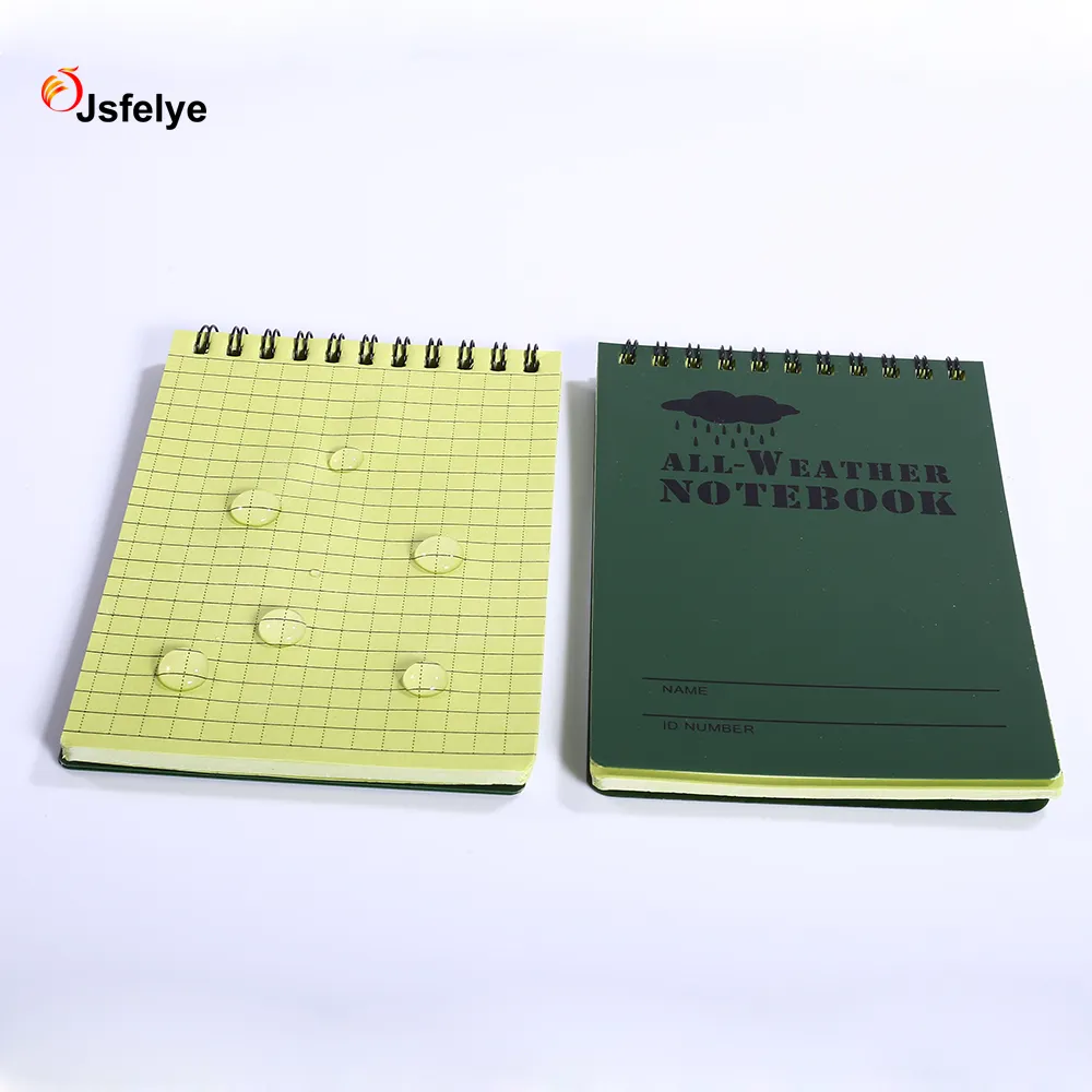 Nero scrivi in acqua per tutte le stagioni 4 "x 6" Notebook impermeabile a spirale superiore