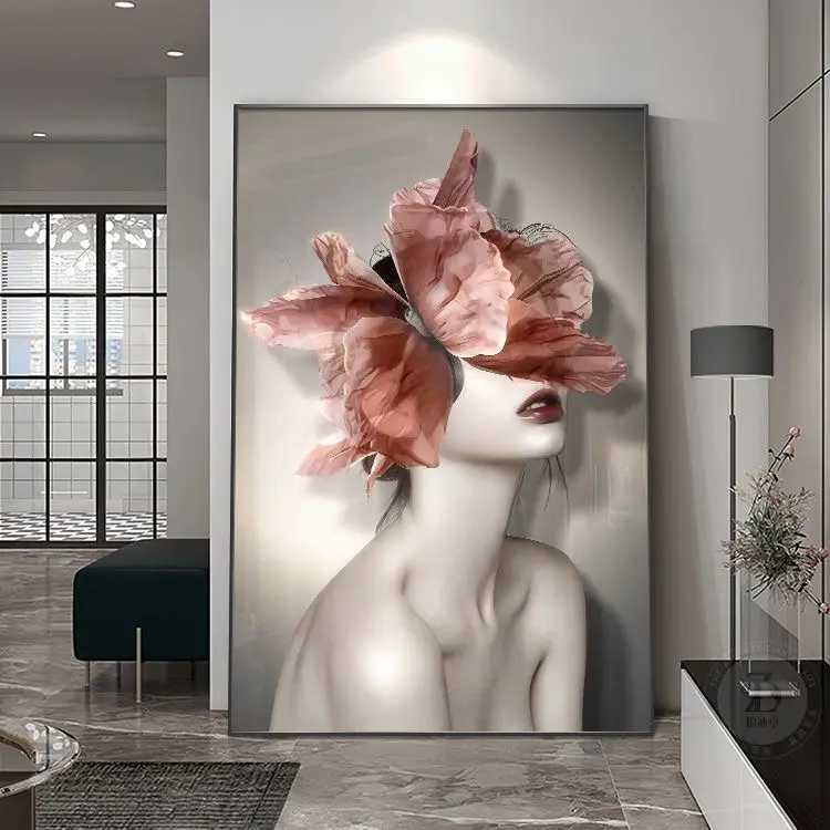 Venta caliente moderna sala de estar decoración del hogar pared arte impresión Sexy mujeres cristal porcelana pintura
