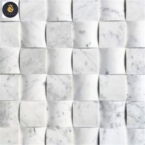 Carrara đá cẩm thạch trắng 3D cambered 2x2 cong cong Gạch Mosaic Mài - Product Image 1