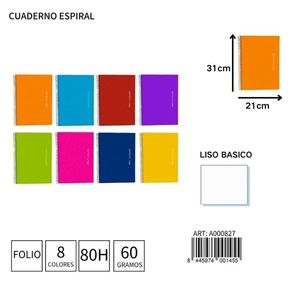 Cuaderno espiral F ° 80H/60g liso básico para notas y apuntes - Product Image 1