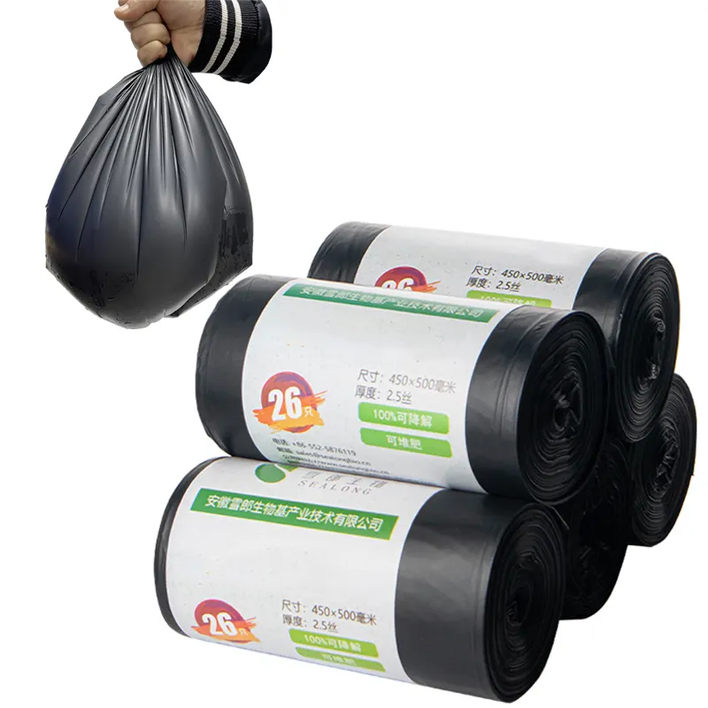 35 Gallon Fabrikanten Biologisch Afbreekbare Black Afbreekbaar Platte Milieuvriendelijk Wegwerp 9L Composteerbaar Afval Vuilnis Zak