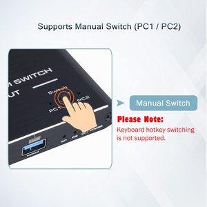 2ポートUSBKVMスイッチHDMIスイッチャーサポート2PCコンピューター4USB3.0および1HDMI2.0bポート出力 - Product Image 3