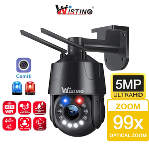 Wistino 5mpWifi屋外99Xズームレンズファームカメラ自動追跡赤と青のアラームカラーナイトビジョンPTZカメラ