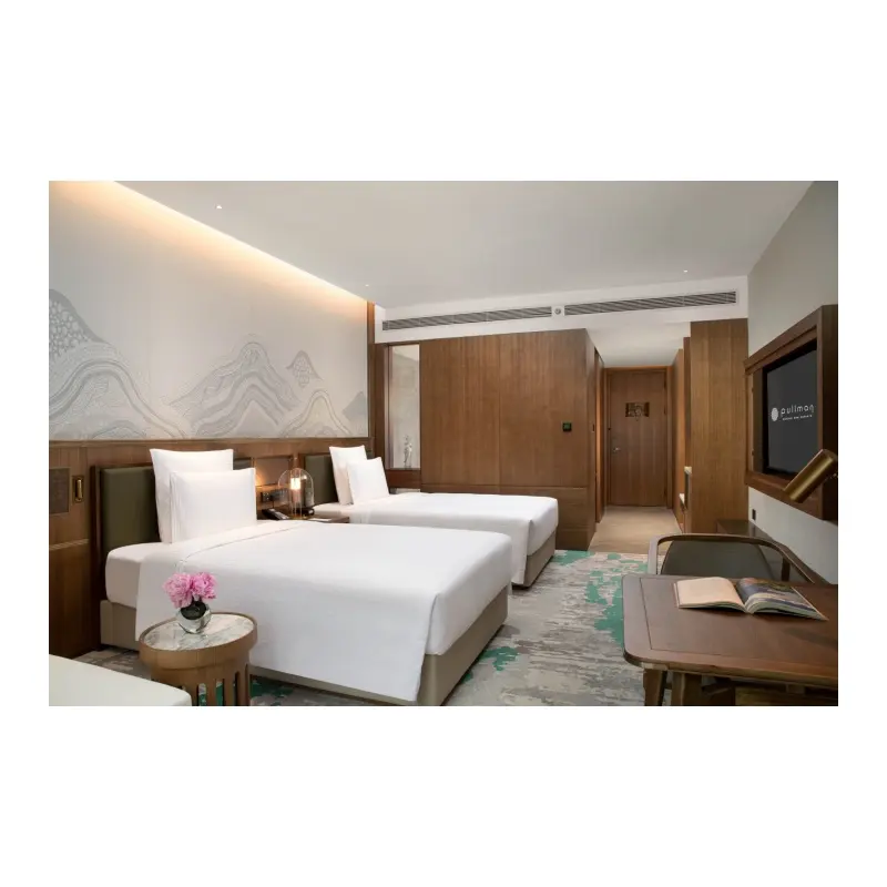 Excelente mobília de hotel com móveis de madeira para quarto de hotel