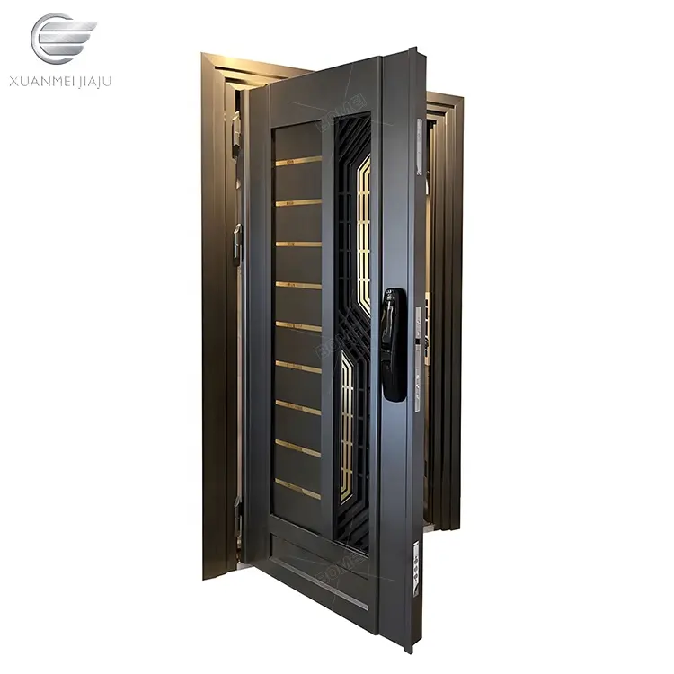 Safety soundproof main metal china entry entrance front security stainless steel designs doors for house exterior modern home
