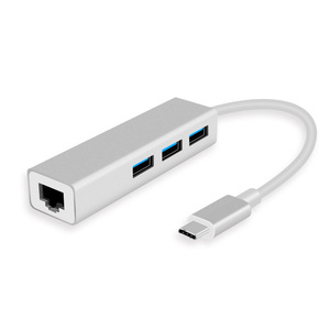 USB3.0 100M HUB in lega di alluminio Drive-Free scheda di rete Docking Station TYPE-C con RJ45 cablato Hub Computer USB C interfaccia Stock - Product Image 5