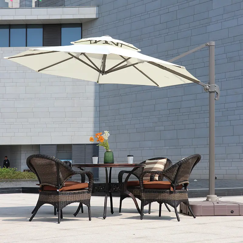Ombrellone da esterno impermeabile in alluminio resistente al sole ombrellone economico e Base ombrellone per tavolo da giardino
