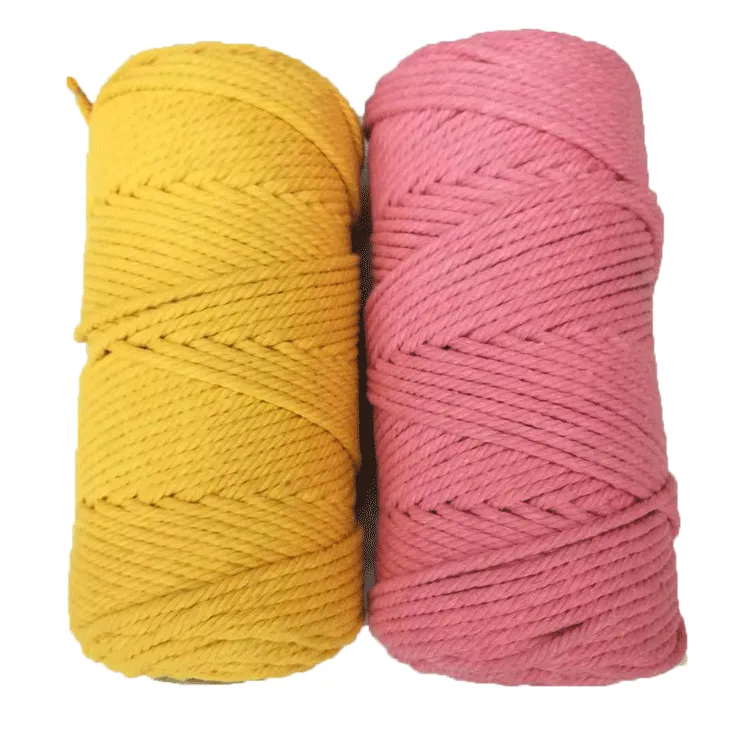 Fabricante al por mayor 4mm 4ply giro hilo macrame cuerda/cable