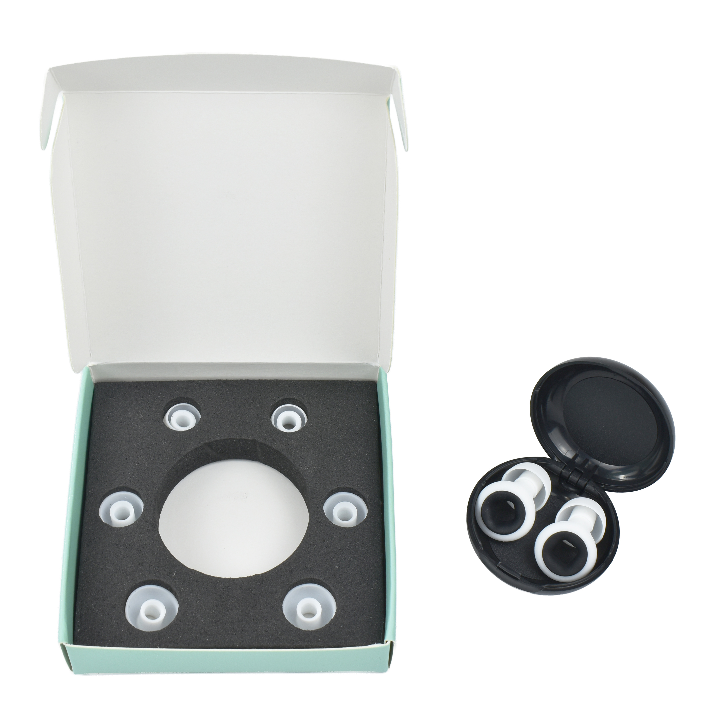 Pièce de cuivre de couleur blanche noire avec 3 paires de bouchons d'oreille