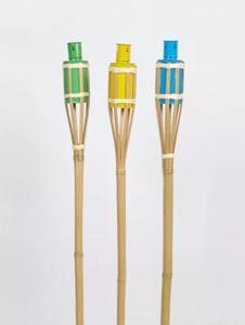 Natural bambu Tiki tocha jardim brinquedo tocha bambu colorido para crianças e festas ao ar livre