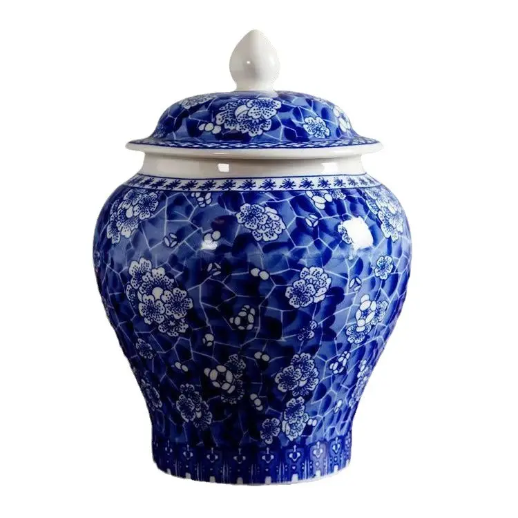 Jingdezhen 350ml Retro azul y blanco redondo Underglaze cerámica tetera de almacenamiento