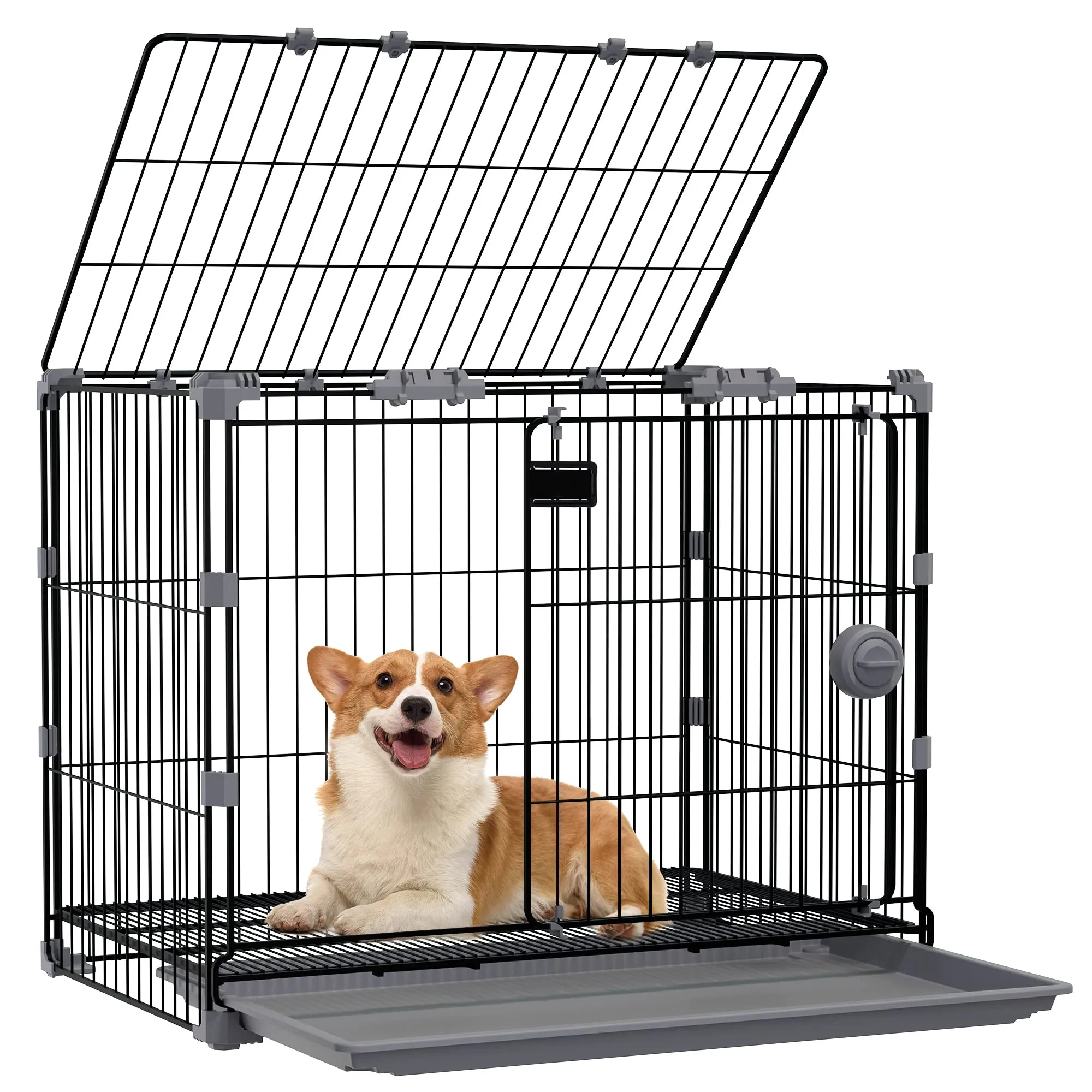 Portable Cage Playpen Dog Bike Steel High Quality Wire Cat Condo Kennel Barn Door Eversible Washable Mat Pet Crate