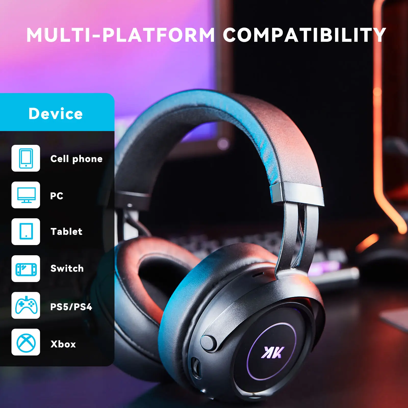 Low Latency Bluetooth Gaming Headsets Wireless Headphones with Mic