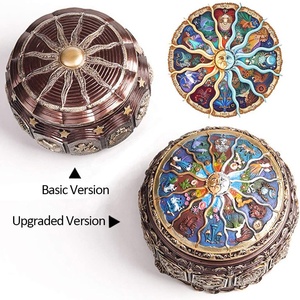 Custom Vintage <strong>Wind</strong> <strong>up</strong> Constellations Rotating Goddess Twinkling Resin Carved Mechanism Music Box with <strong>LED</strong> - Product Image 6