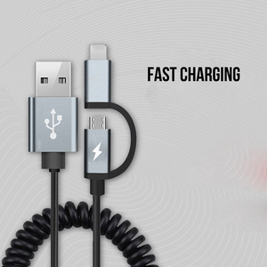 Hot Sale Gold <strong>2</strong> <strong>in</strong> <strong>1</strong> Micro Type C Charging Spring PVC Coiled USB Cable - Product Image 3