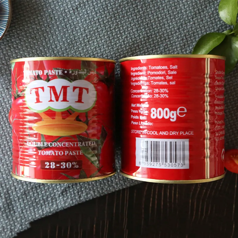 En iyi tat organik taze çift konsantre lal afrika gıda pişirme için domates püresi 800g teneke konserve gıda