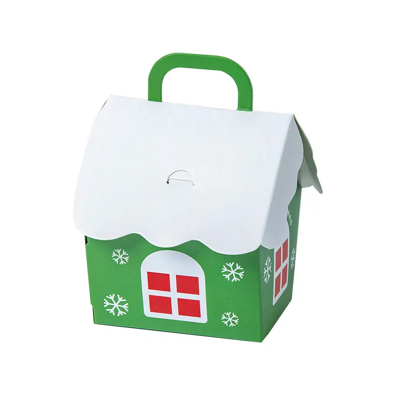 Simpatico regalo di natale pieghevole a forma di cottage scatola di caramelle scatola di cioccolatini scatola regalo per bambini dal design innovativo moderno