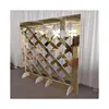 Luxury Rectangular Gold Cross Net Wedding Event Acrylic Stage Backdrop Stands Party Display Stage for Wedding Decorations