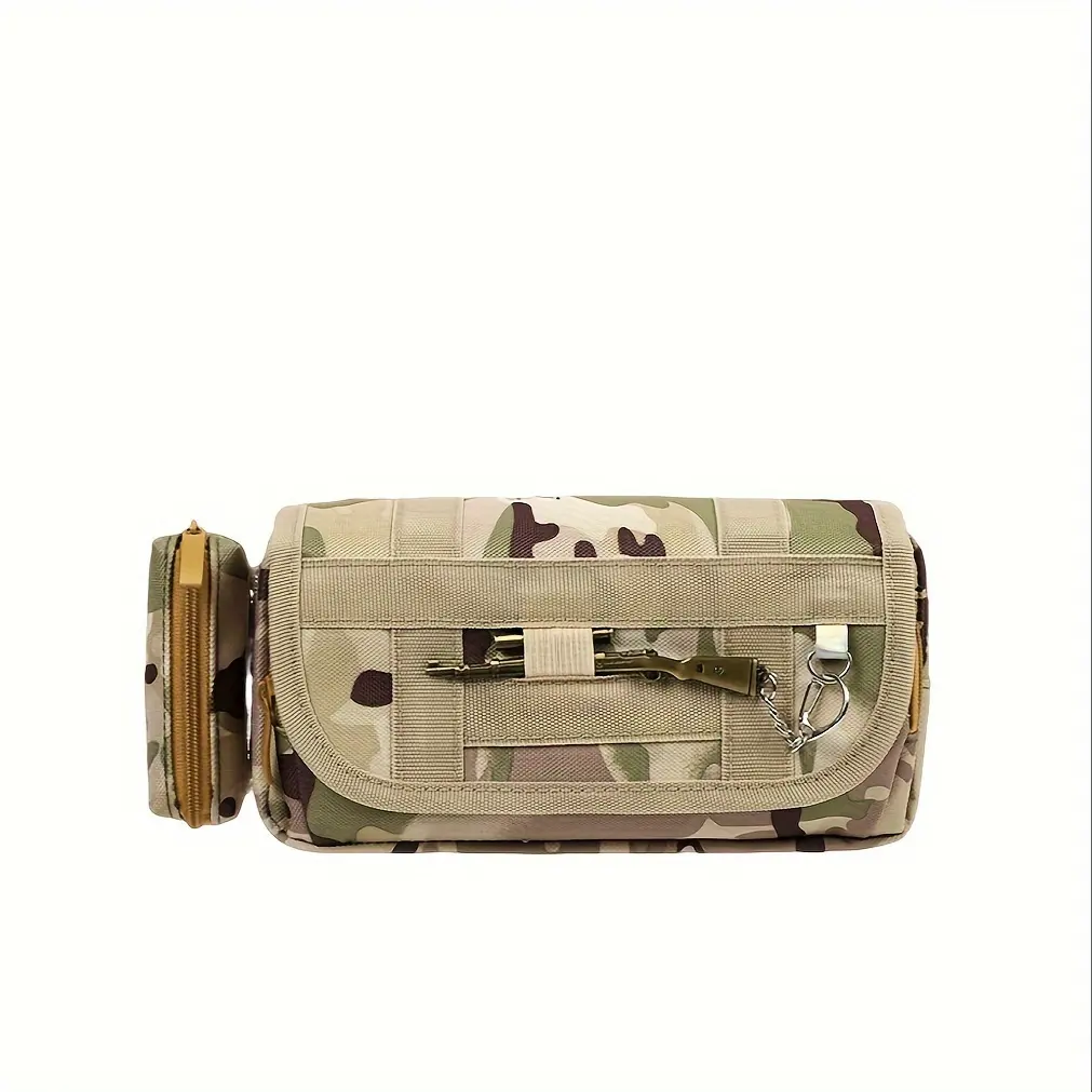 Étui à crayons de camouflage, pochette multifonctionnelle en toile de grande capacité, style militaire, léger et cool avec sac à stylos portable