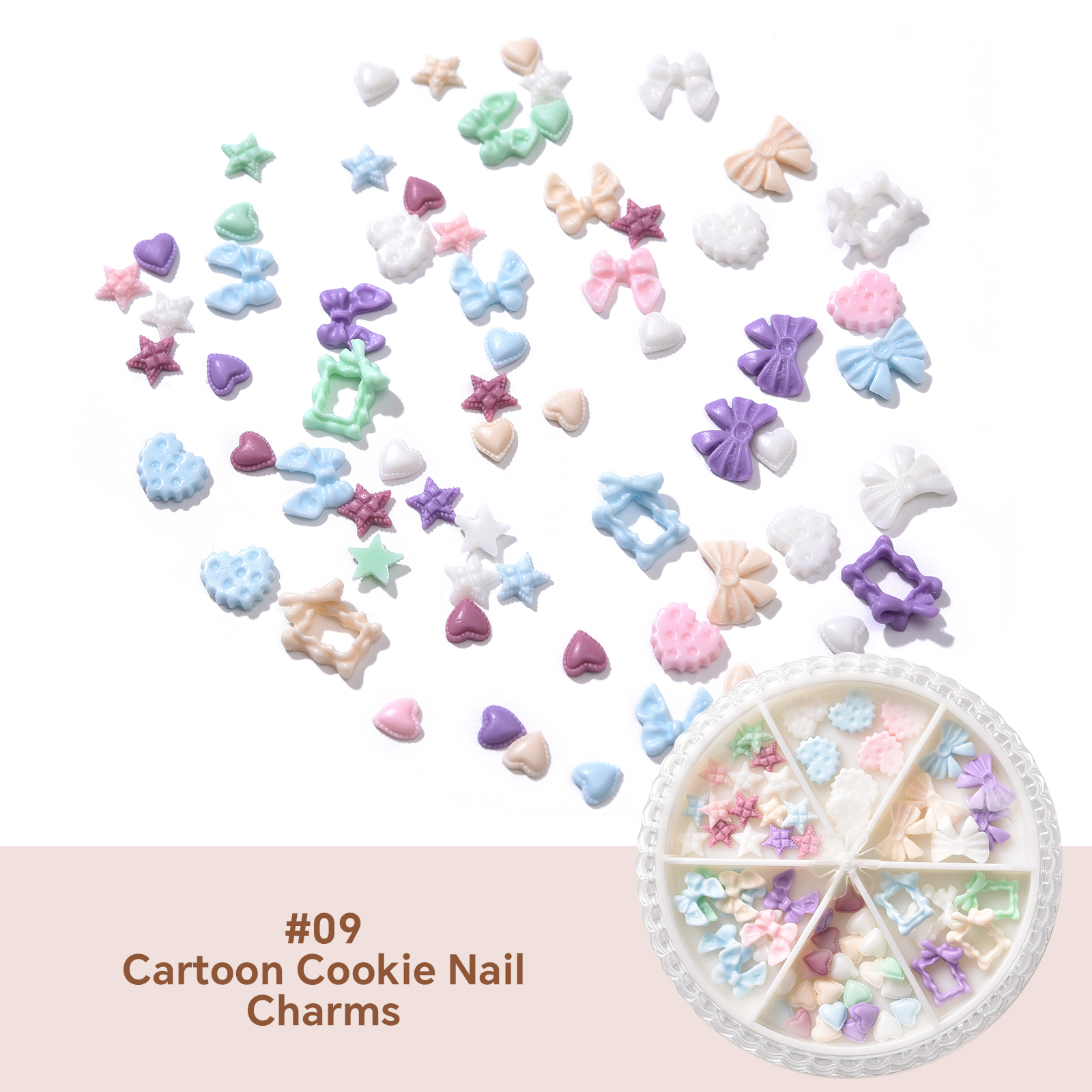 #09 Breloques pour ongles en forme de biscuits de dessin animé