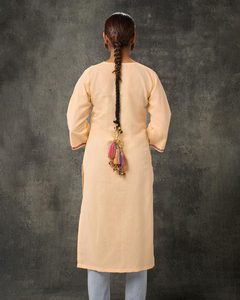 批发设计师纯棉亚麻库尔蒂成人时尚印度美丽手工刺绣高光彩色前领设计 - Product Image 2