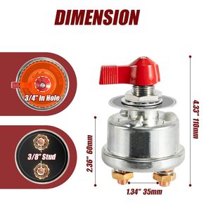 High Current Battery Disconnect <strong>Switch</strong> 300A 12-24V Master Battery Power Cut <strong>Isolator</strong> Kill <strong>Switch</strong> with Plate for Car Marine Boat