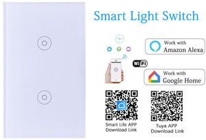 Nuevos productos de diseño Tuya Smart Wifi interruptor de pared estándar de EE. UU. Panel táctil de vidrio interruptor de luz compatible con aplicación de control remoto