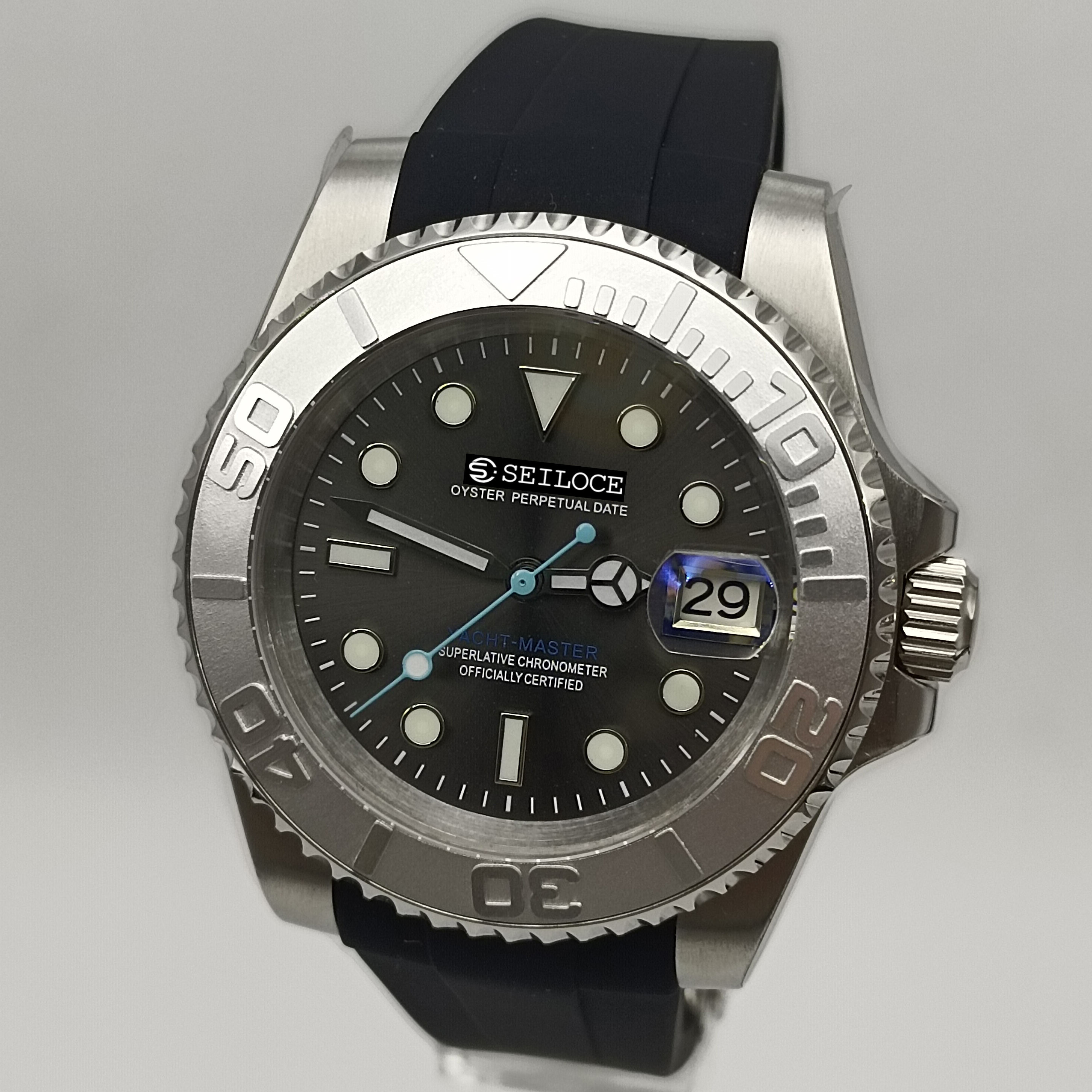 Silver Case+Dark Gray Dial+Black