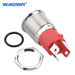 Waemin Ring Blue LED Light 16mm Panel Mount SPDT <strong>DPDT</strong> Latching/ Momentary Metal LED <strong>Push</strong> <strong>Button</strong> <strong>Switches</strong> IP65 IP67 Waterproof - Product Image 2