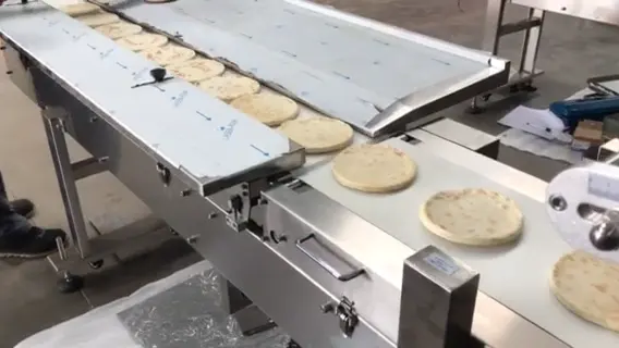 Pita Roti Arab Otomatis Komersial Roti Chapati Mesin Kemasan Flowpack Horizontal Garis Kemasan