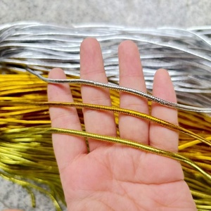 Custom Single Strand Soft Metallic Gold Silver Color Braided 3mm <strong>Elastic</strong> Cord <strong>String</strong> for Decorative Macrame Christmas Handmade - Product Image 1