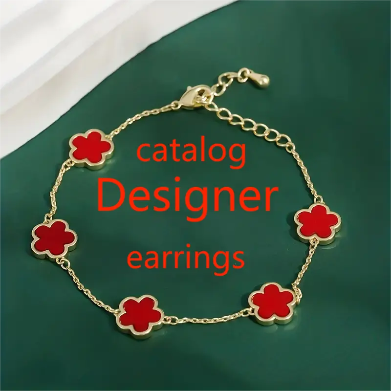 Pulsera de diseñador de lujo de marca famosa 2024, pulsera de trébol de cuatro hojas de 18K de un solo lado, catálogo de accesorios de diseñador femenino