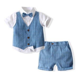 男の子紳士服<span class=keywords><strong>cet</strong></span>コットン半袖男性子供紳士服フォーマルパーティー服スーツ子供男の子ステージs