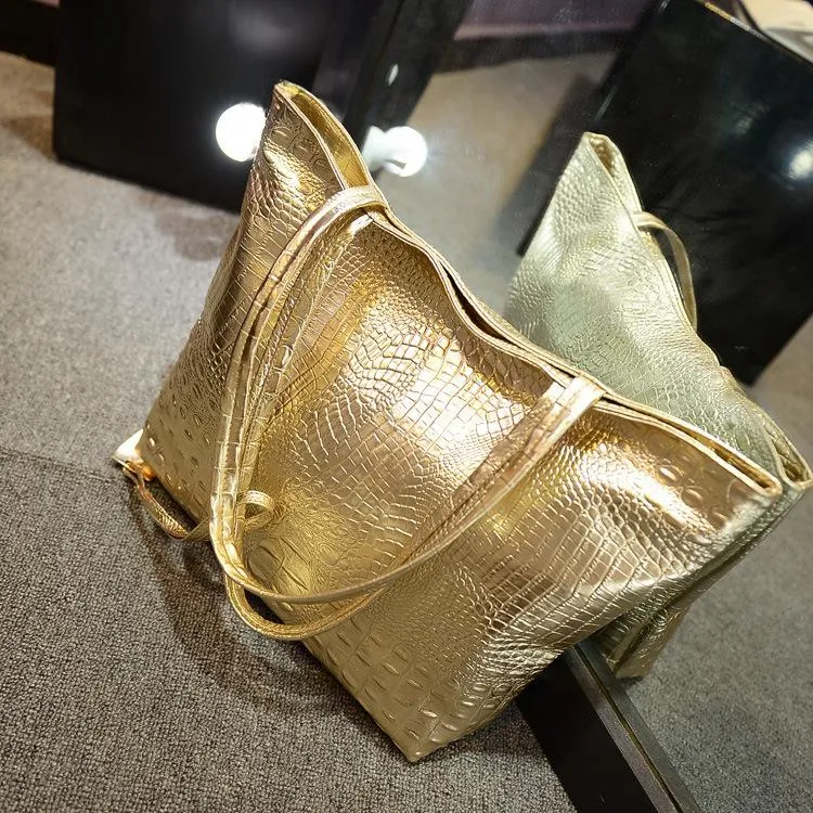 Borsa a tracolla da donna di 2024 nuovo stile grande da donna alla moda impermeabile borsa tote di lusso in pelle di coccodrillo