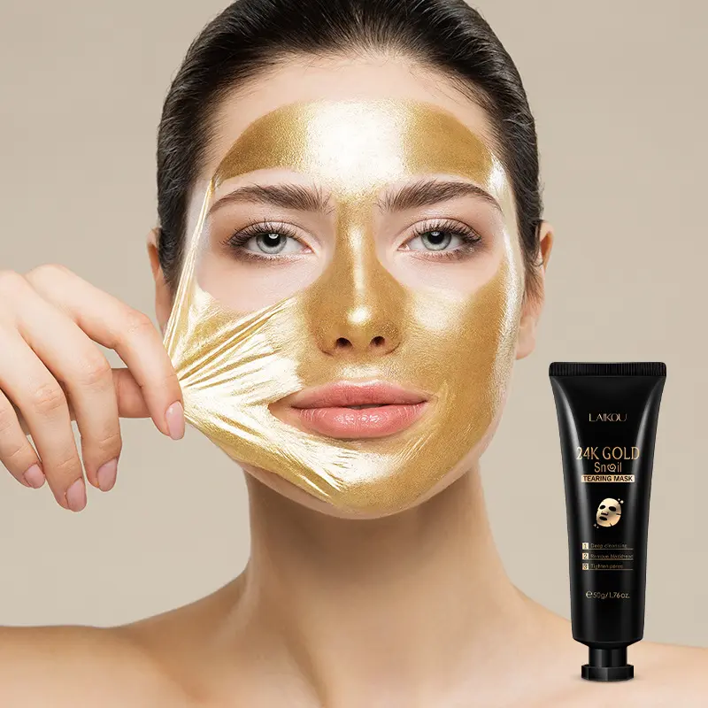 Laikou maschera per strappare le lumache in oro 24 carati pulizia profonda olio idratante controllo dei punti neri rimozione dei pori maschera per la crema per il viso rassodante