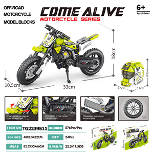 Educational <strong>Toys</strong> Creative Assembly Blocks High <strong>Restored</strong> Racing Off-road Motorcycle Construction Model DIY Building Blocks Set - Product Image 3