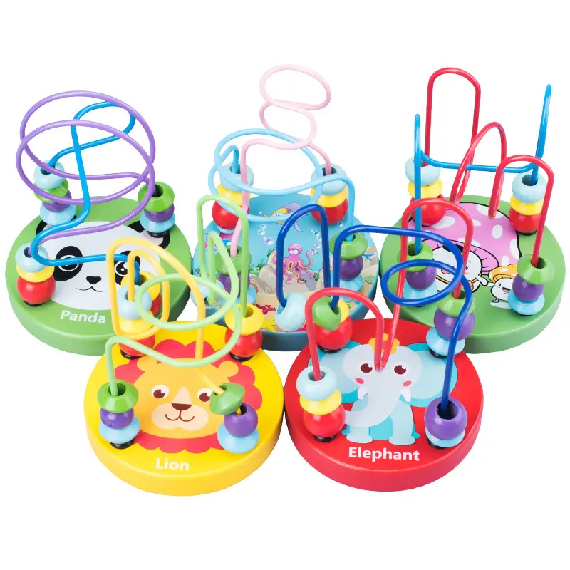 Baby Montessori Educatief Wiskunde Speelgoed Houten Mini Cirkels Kraal Draad Doolhof Achtbaan Abacus Puzzel Speelgoed