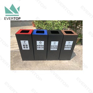 SD-37E 30L 8 Gal Square Litter <strong>Bin</strong> 4 Compartments Recycle <strong>Bin</strong> Recycled Public Black Recycling Trash Can Sorting <strong>Bins</strong> Dustbin - Product Image 1