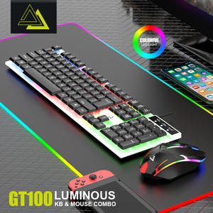 GT100 Luminous <strong>Keyboard</strong> Wired <strong>Computer</strong> Laptop Desktop Office Home USB <strong>Learning</strong> <strong>Keyboard</strong> and Mouse Set - Product Image 2