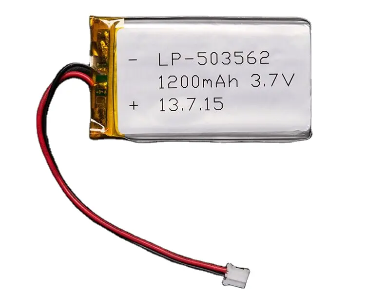 new arrival 503562 lipo battery 3.7v 1200mah lithium polymer battery with PCM, JST-PH-2P Connector for Gps tracker