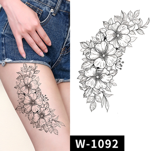 Hoa cơ thể nghệ thuật phụ nữ không thấm nước thực tế tạm thời dán hình xăm - Product Image 6