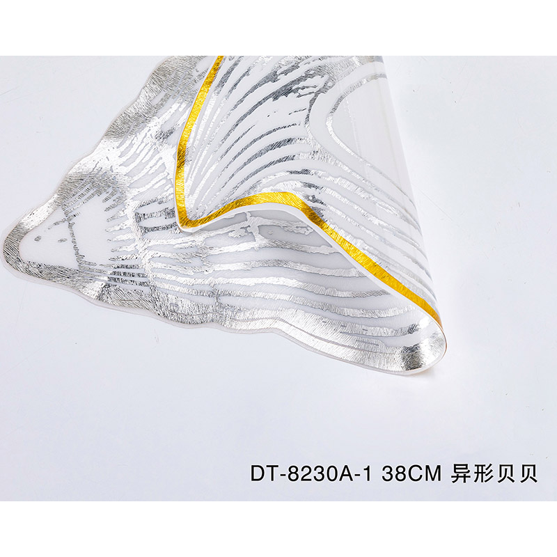 Sea Shell Shape Irregular Cute Gold Dinning PVC Plastic Placemats