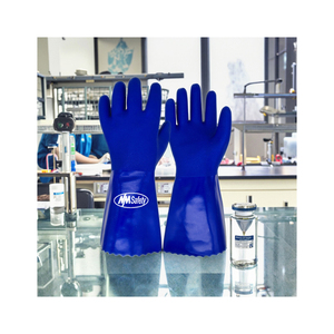 NMsafetyブルーPVC耐薬性手袋<span class=keywords><strong>A6</strong></span> ANSIカット耐性手袋カスタム防水手袋建設用