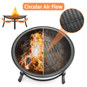 26 Inch <strong>Round</strong> Outdoor Wood Burning Fire Pit Portable Fireplace for Camping <strong>Patio</strong> Backyard - Product Image 3
