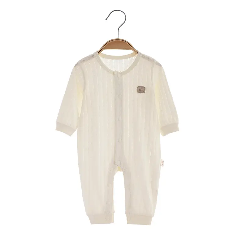 Bebê macacão verão puro algodão fino pijama manga curta bebê macacão ar condicionado terno